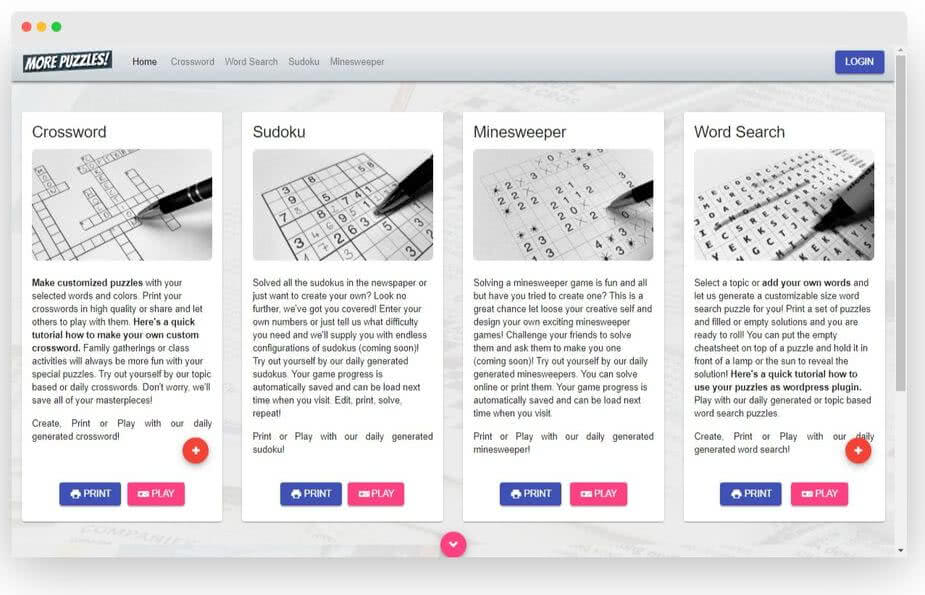 Crear tus propios pasatiempos gratis con More Puzzles