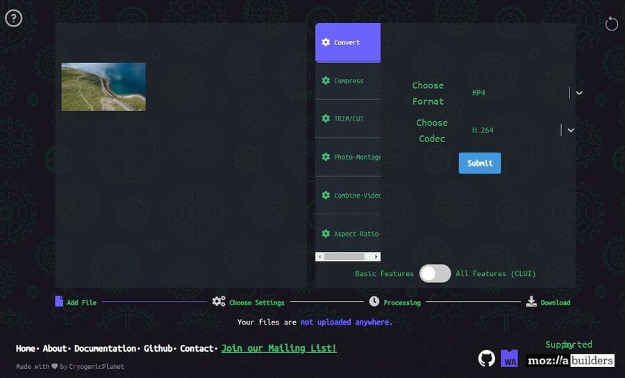 Editor de vídeo gratuito basado en web