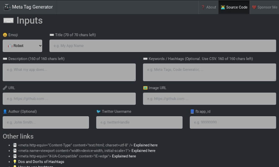 Meta Tag Generator
