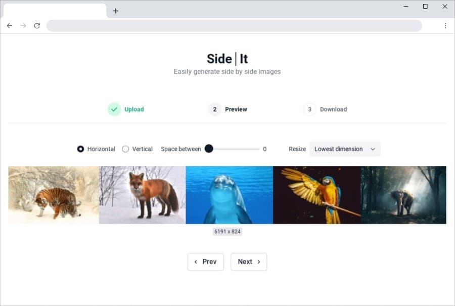 SideIt: herramienta web gratuita para unir varias imágenes en una sola