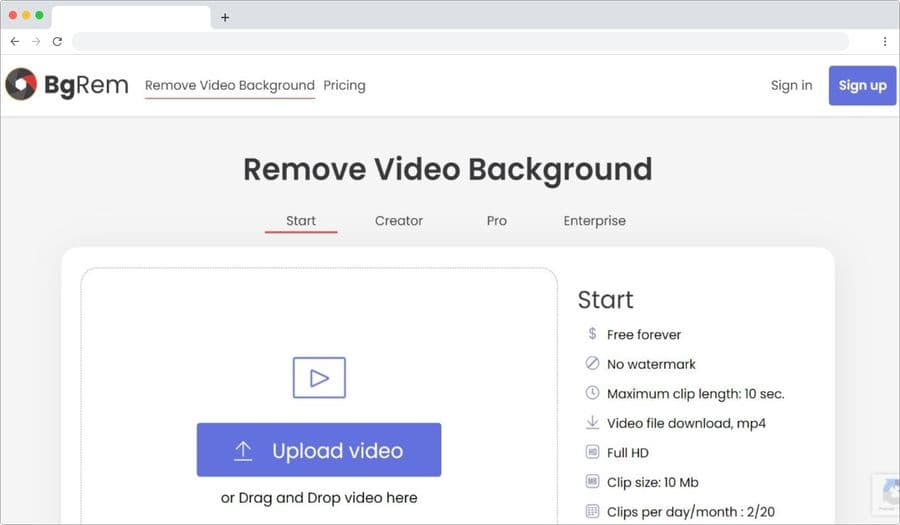 BgRem: herramienta web gratuita para eliminar el fondo de los vídeos