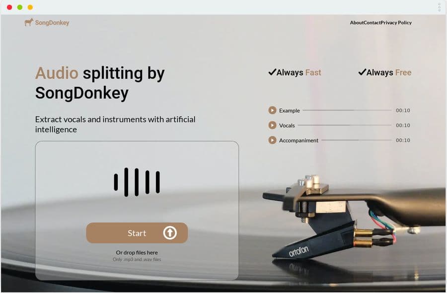 SongDonkey: separar gratis la parte instrumental y vocal de los audios