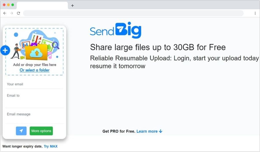 Send Big files: solución definitiva para compartir gratis archivos grandes