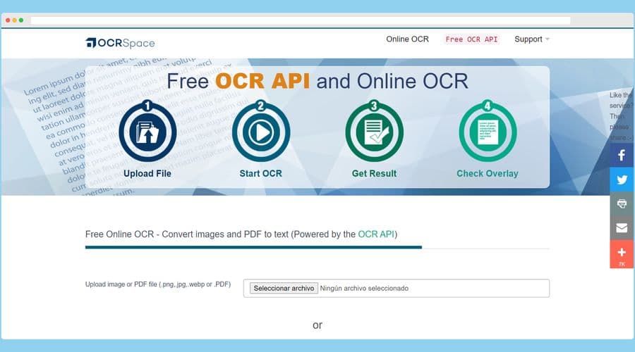 OCRSpace: herramienta web para extraer el texto de imágenes y PDF