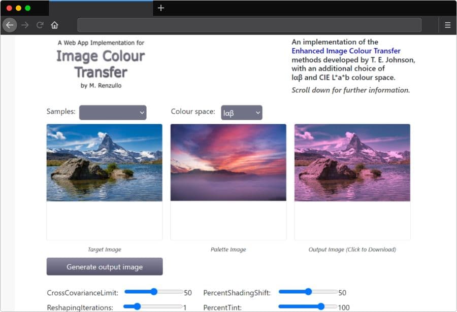 Colour Transfer: utilidad para transferir a una foto los colores de otra foto