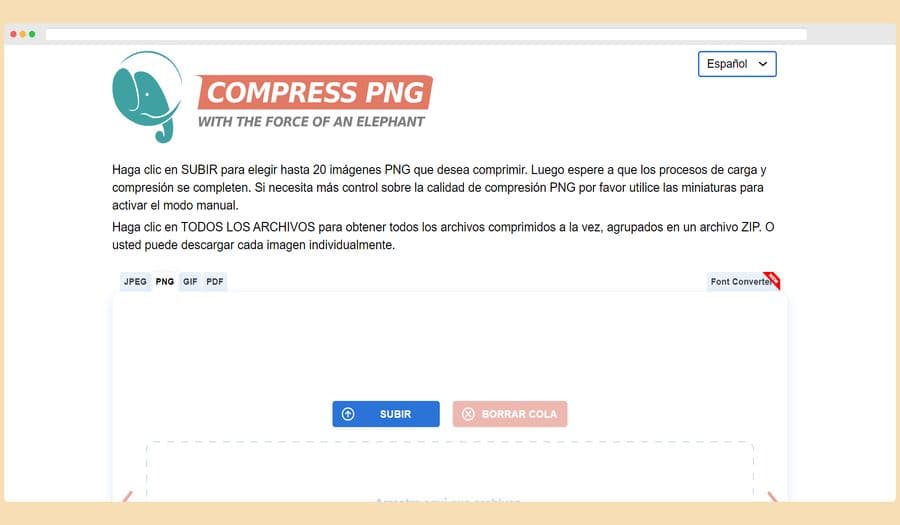 Compress PNG: herramienta web gratuita para comprimir imágenes PNG