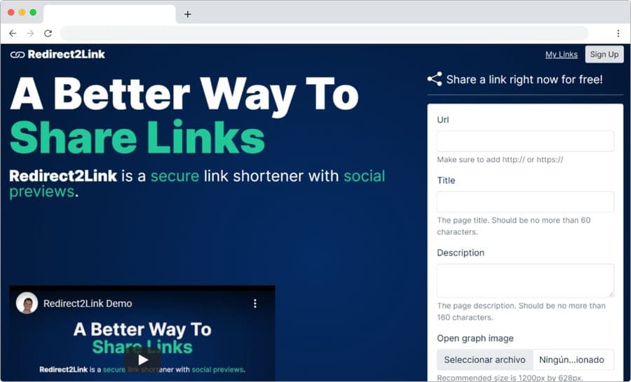 Redirect2Link: un acortador de URL con vista previa personalizada