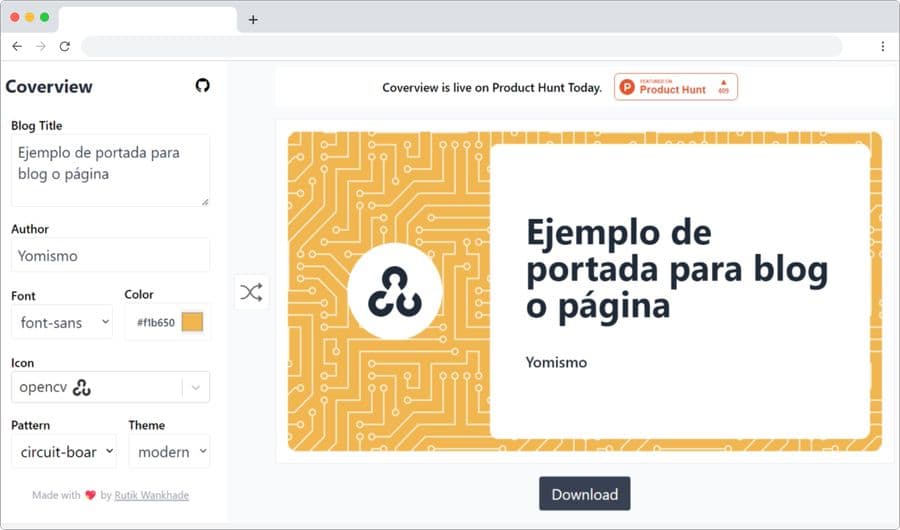 Coverview: un sitio para crear gratis imágenes de cabecera para tu blog