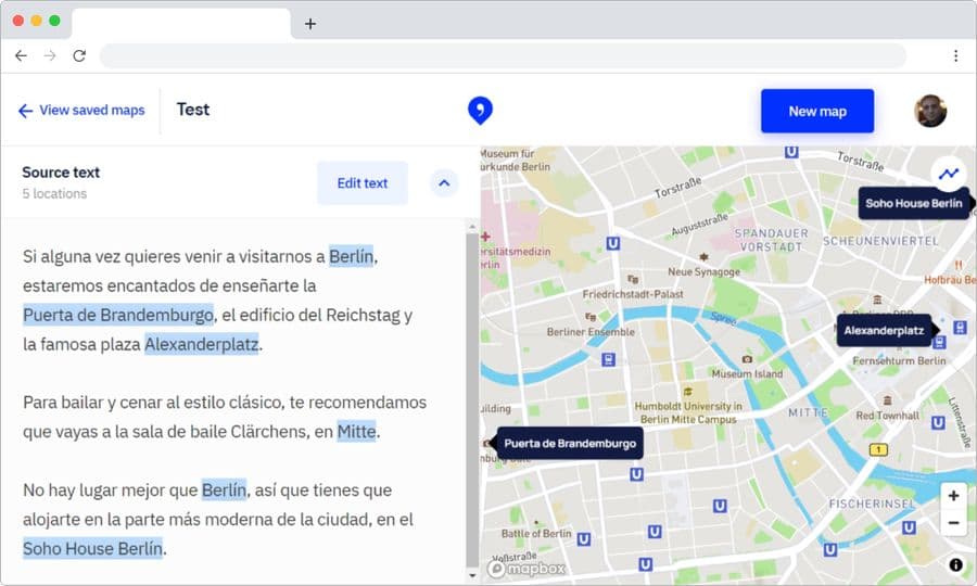 Textomap: crea mapas interactivos mencionando ubicaciones en un texto