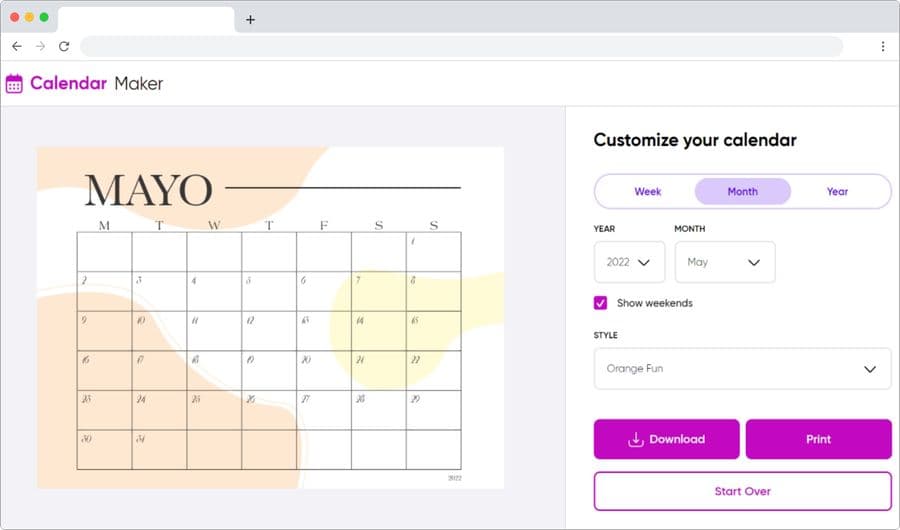 Crear Calendarios Para Imprimir Gratis Y En Línea Con Calendar Maker