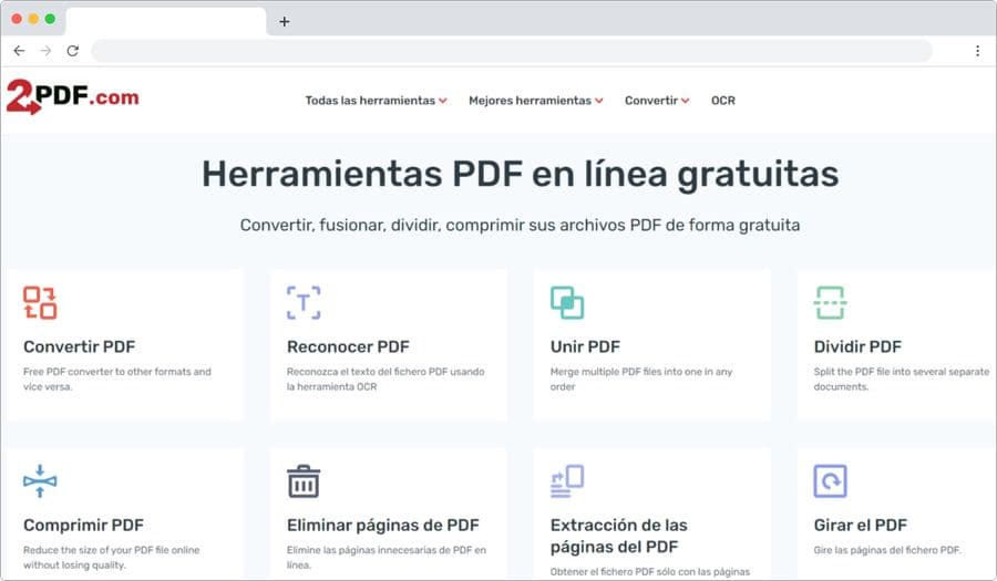 Colección de herramientas PDF gratuitas y disponibles en línea