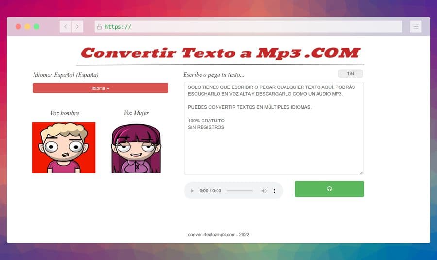 Convierte texto a MP3 online y gratis