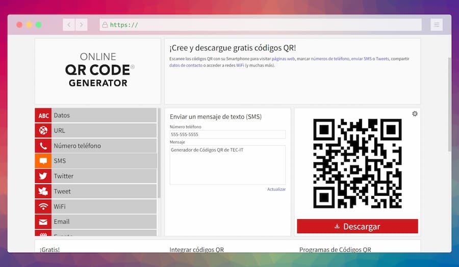 Crear gratis códigos QR en línea
