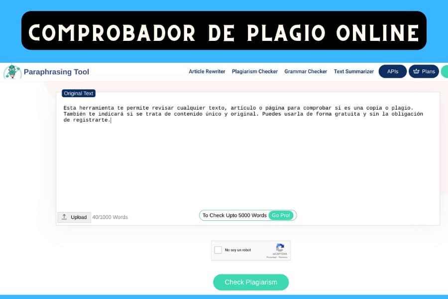 Comprobador de plagio en línea y gratuito