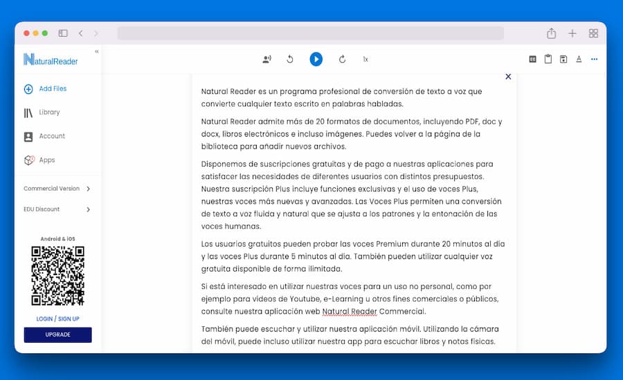 Escuchar un PDF como si fuese un audiolibro