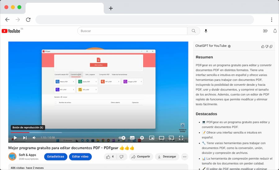 ChatGPT para YouTube