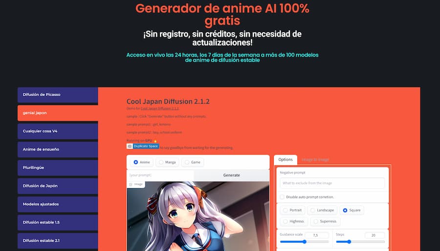 Generador de personajes de Anime con IA