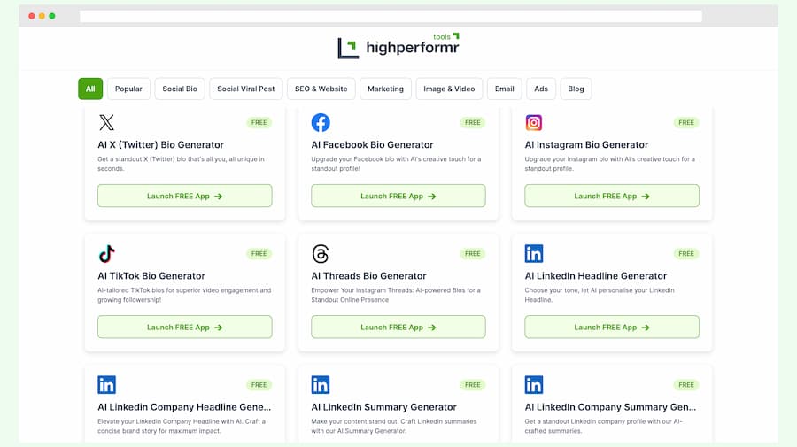 Highperformr AI Tools