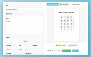 Crear Sopa de Letras en PDF