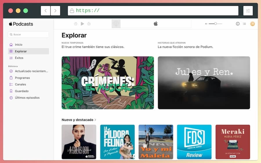 Versión web de Apple Podcasts