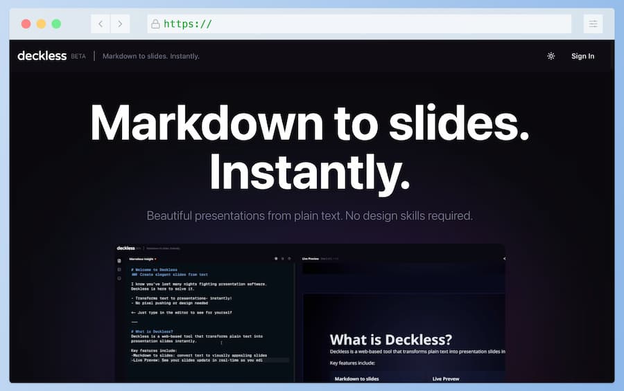 Deckless