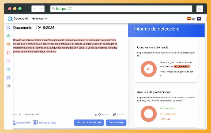 Detector de IA de Decopy