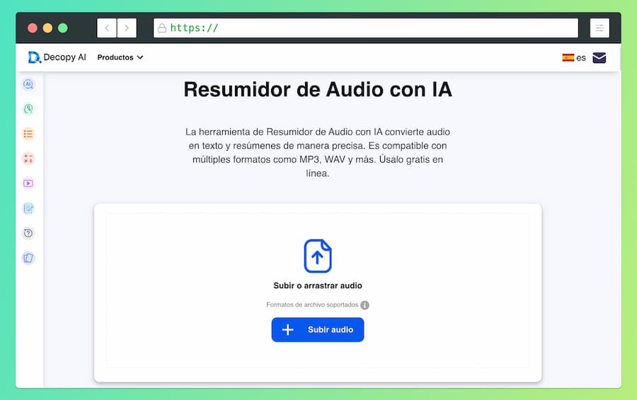 Resumidor de audio con IA