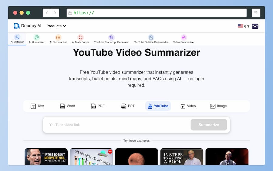 YouTube Video Summarizer de Decopy